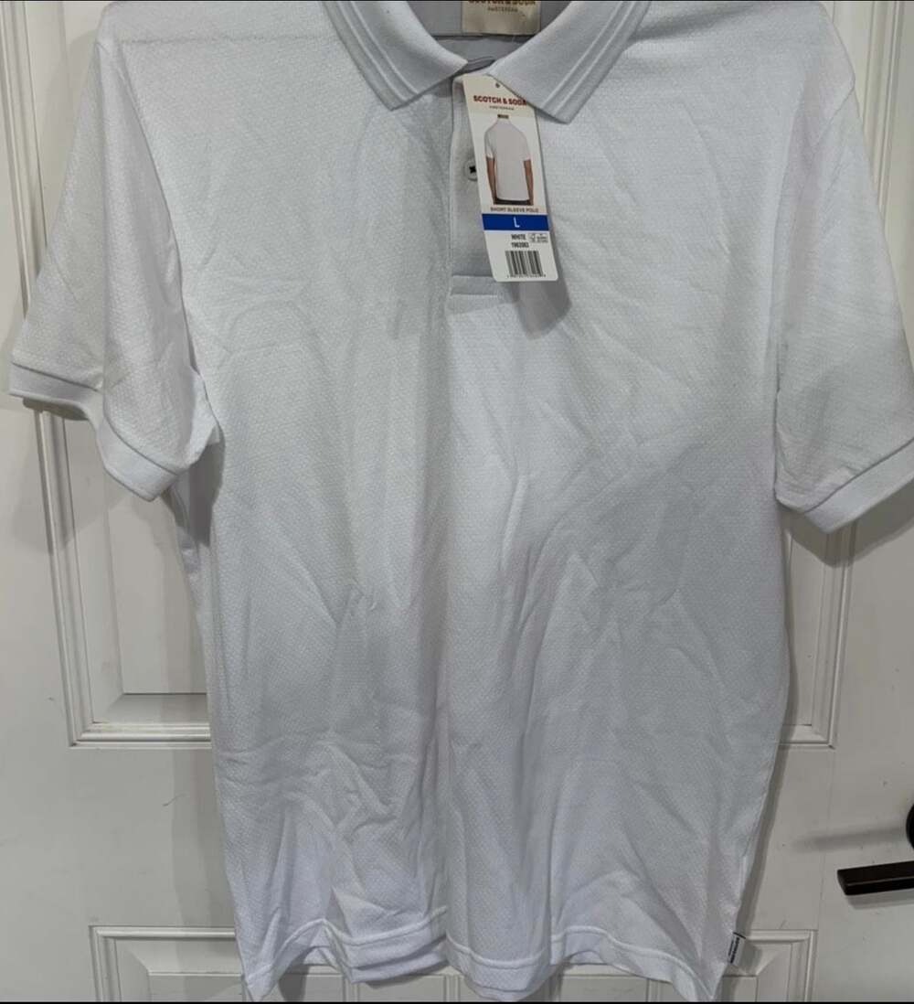 Scotch & Soda Amsterdam Men's Textured Short Sleeve Polo Shirt,  Size Large